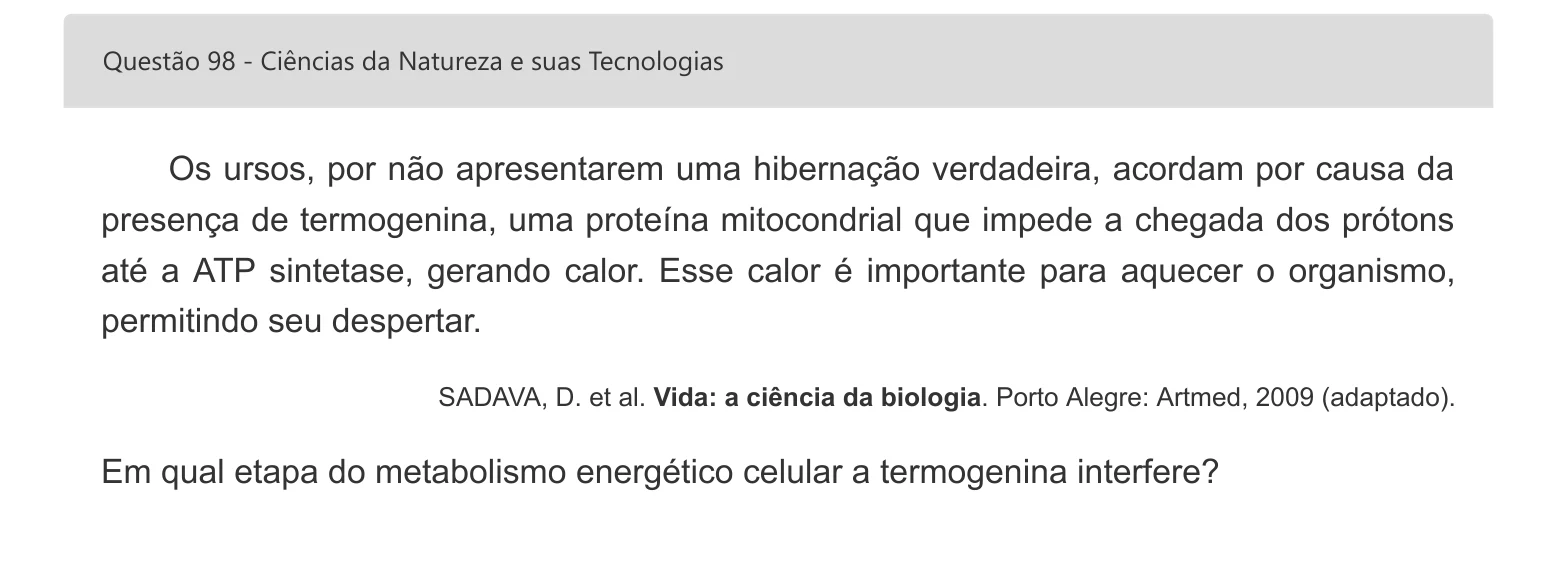 Enunciado visual completo da questão 98 do ENEM 2022 - 2º Dia – Caderno 5 – Amarelo – Aplicação digital, página 14.