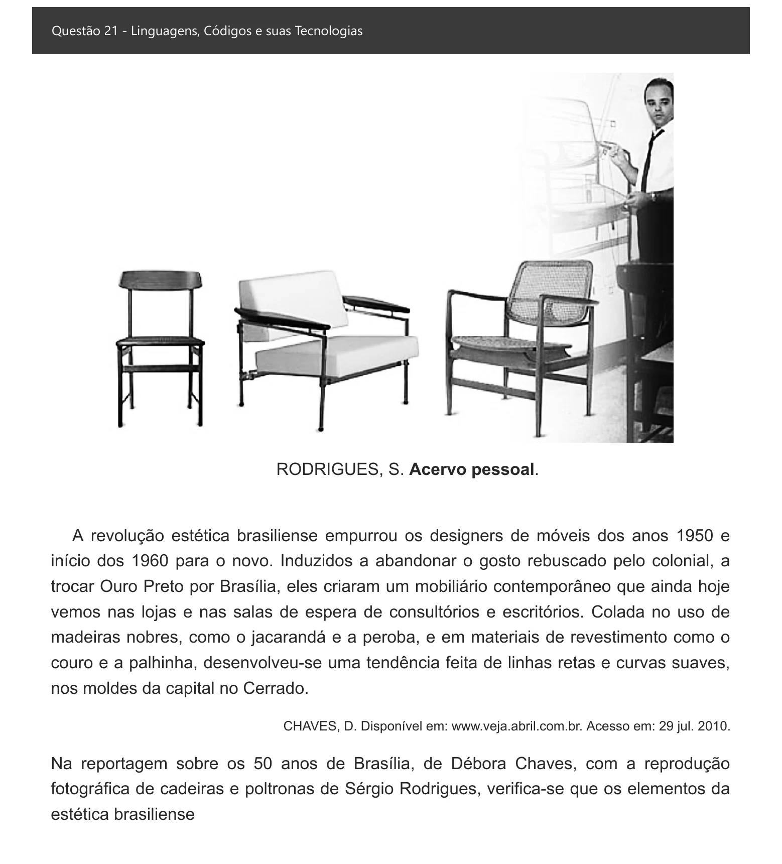 Enunciado visual completo da questão 21 do ENEM 2021 - 1º Dia – Caderno 2 – Amarelo – Inglês – Aplicação digital, página 26.