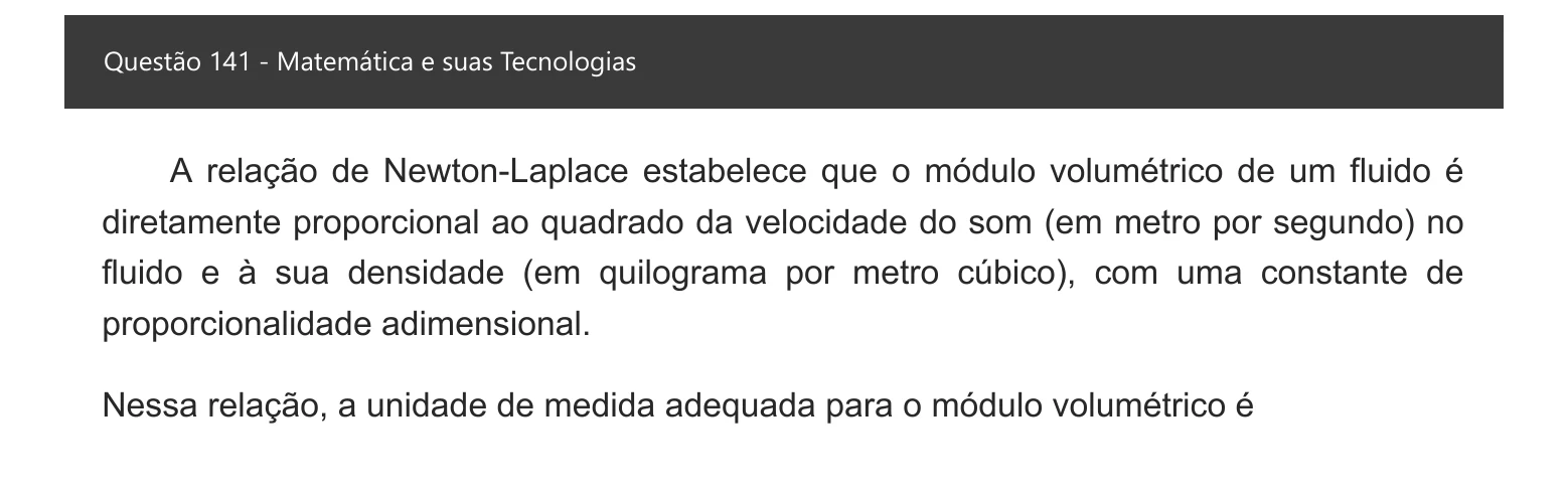 Enunciado visual completo da questão 141 do ENEM 2021 - 2º Dia – Caderno 6 – Cinza – Aplicação digital, página 60.