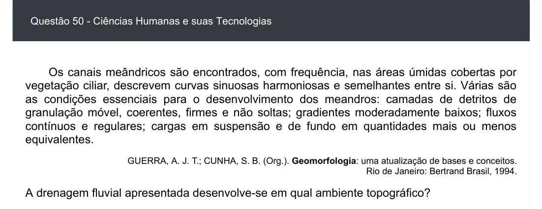 Enunciado visual completo da questão 50 do ENEM 2020 - 1º Dia - Caderno 4 – Rosa – Espanhol – Aplicação digital, página 58.