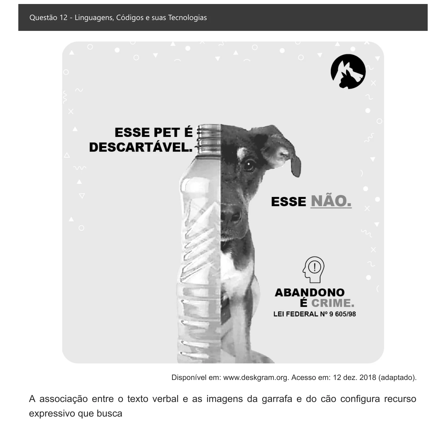 Enunciado visual completo da questão 12 do ENEM 2021 - 1º Dia – Caderno 1 – Azul – Espanhol – Aplicação digital, página 17.