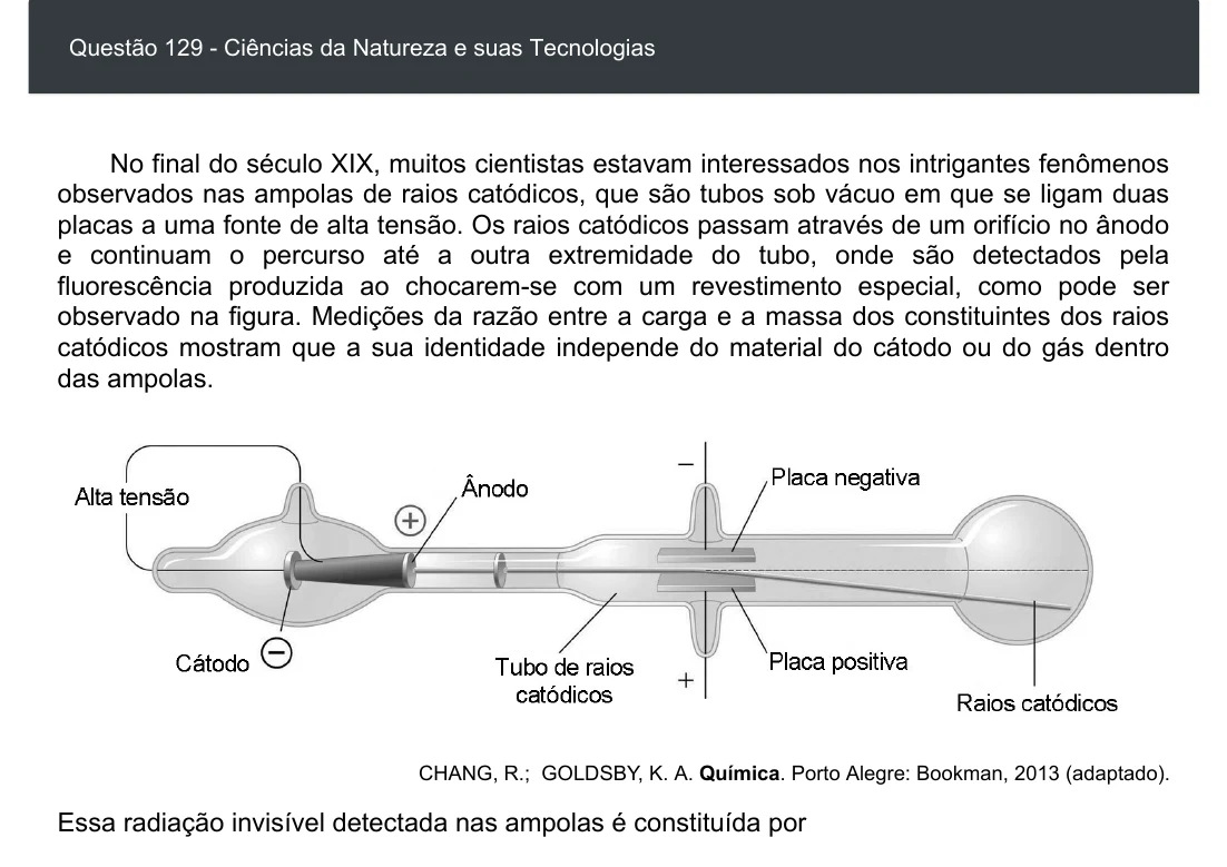 Enunciado visual completo da questão 129 do ENEM 2020 - 2º Dia - Caderno 7 – Azul – Aplicação digital, página 44.