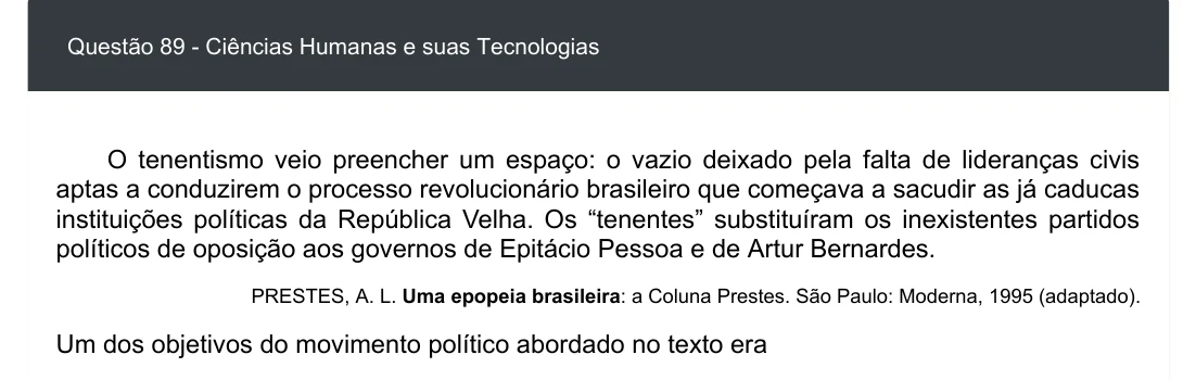 Enunciado visual completo da questão 89 do ENEM 2020 - 1º Dia - Caderno 3 – Branco – Inglês – Aplicação digital, página 97.