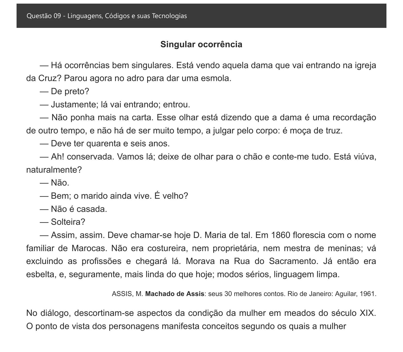 Enunciado visual completo da questão 9 do ENEM 2021 - 1º Dia – Caderno 3 – Branco – Inglês – Aplicação digital, página 14.