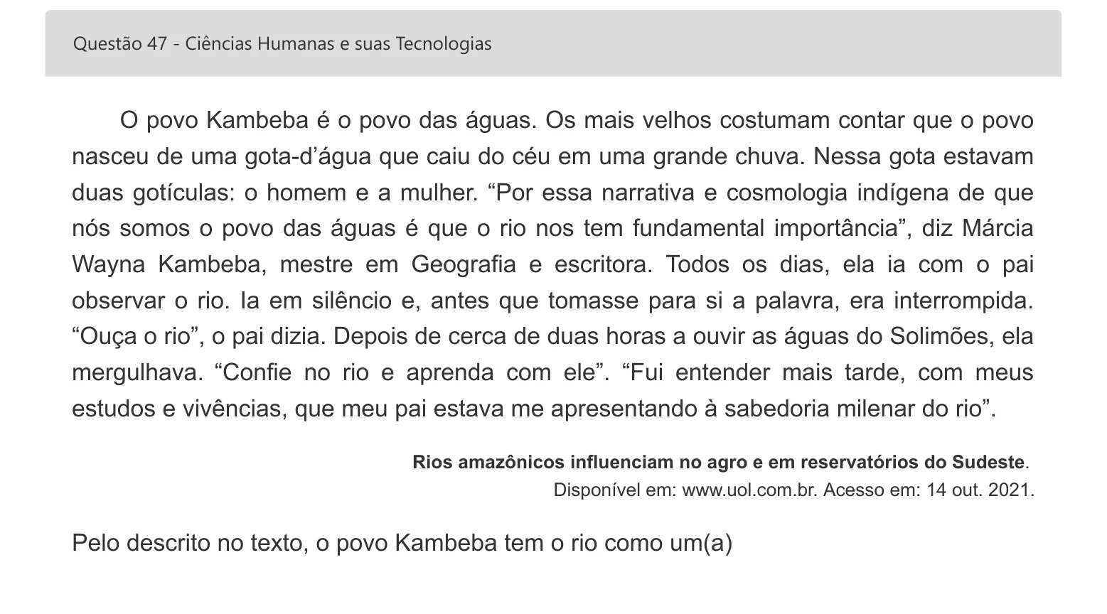 Enunciado visual completo da questão 47 do ENEM 2022 - 1º Dia – Caderno 4 – Rosa – Inglês – Aplicação digital, página 60.