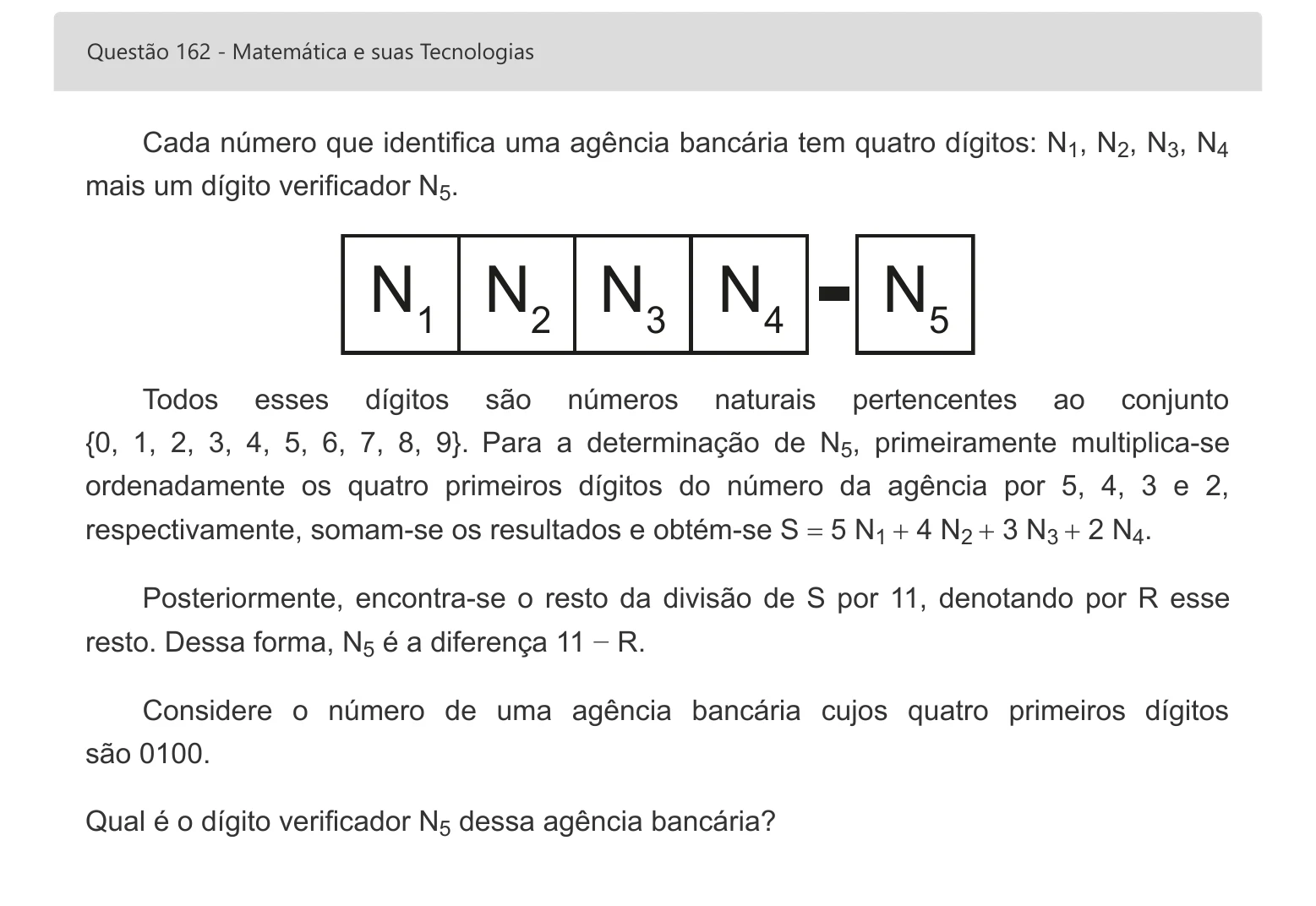 Enunciado visual completo da questão 162 do ENEM 2022 - 2º Dia – Caderno 8 – Rosa – Aplicação digital, página 82.