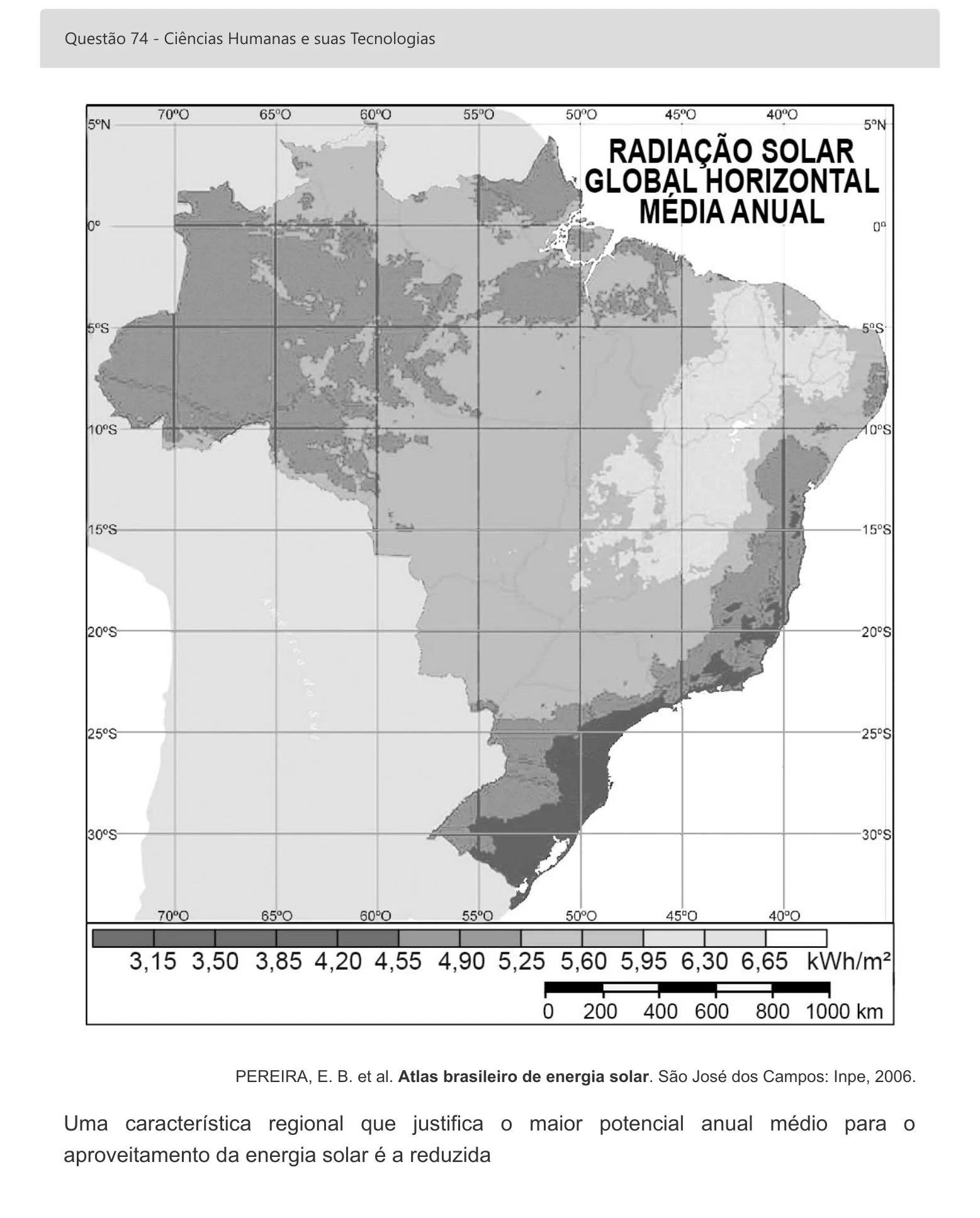Enunciado visual completo da questão 74 do ENEM 2022 - 1º Dia – Caderno 1 – Azul – Espanhol – Aplicação digital, página 89.