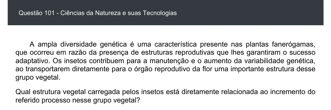 Enunciado visual completo da questão 101 do ENEM 2020 - 2º Dia - Caderno 5 – Amarelo – Aplicação digital, página 15.