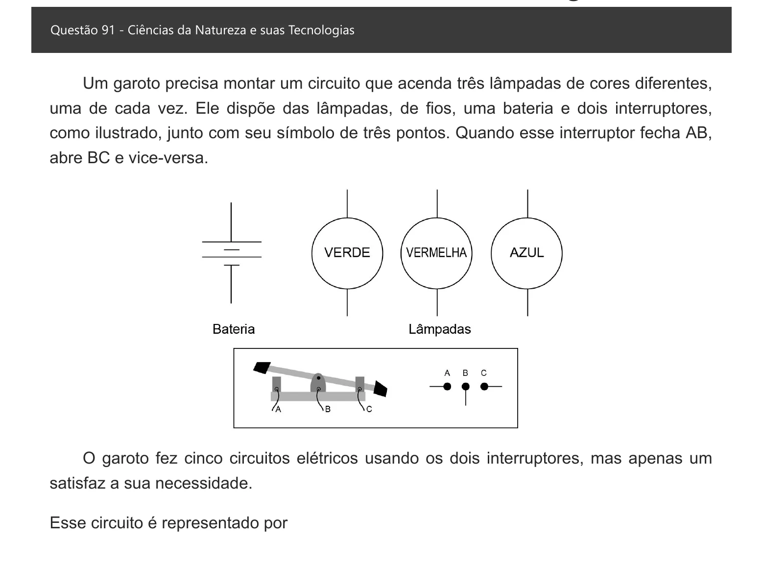 Enunciado visual completo da questão 91 do ENEM 2021 - 2º Dia – Caderno 8 – Rosa – Aplicação digital, página 6.