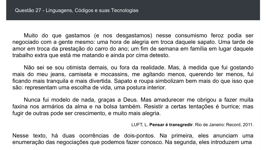 Enunciado visual completo da questão 27 do ENEM 2020 - 1º Dia - Caderno 3 – Branco – Inglês – Aplicação digital, página 32.