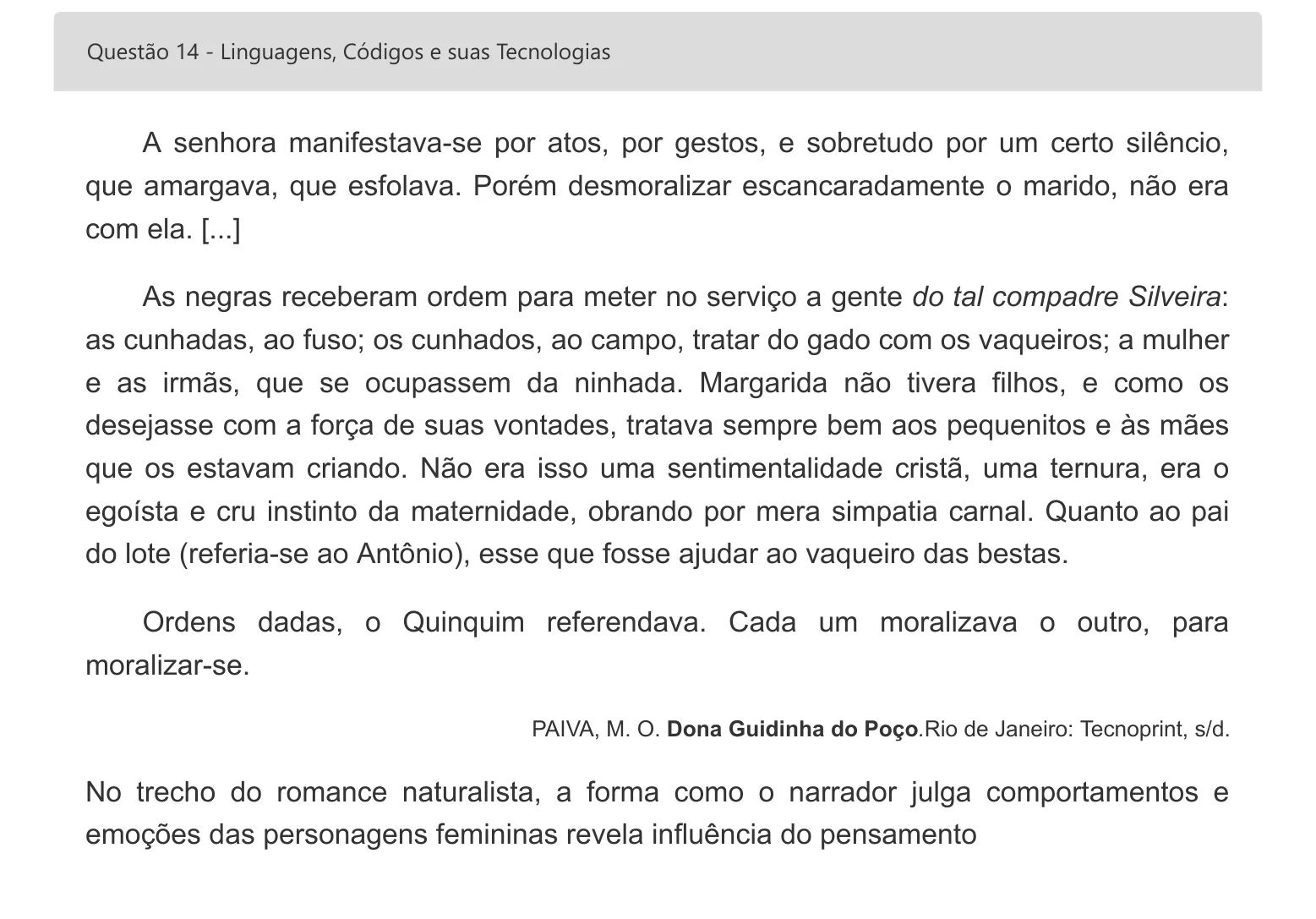 Enunciado visual completo da questão 14 do ENEM 2022 - 1º Dia – Caderno 2 – Amarelo – Inglês – Aplicação digital, página 22.