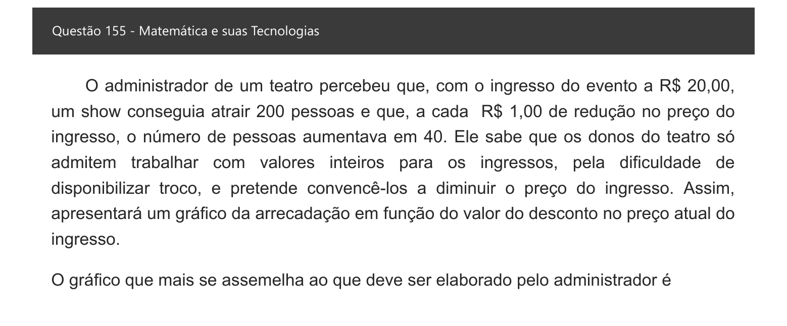 Enunciado visual completo da questão 155 do ENEM 2021 - 2º Dia – Caderno 5 – Amarelo – Aplicação digital, página 74.