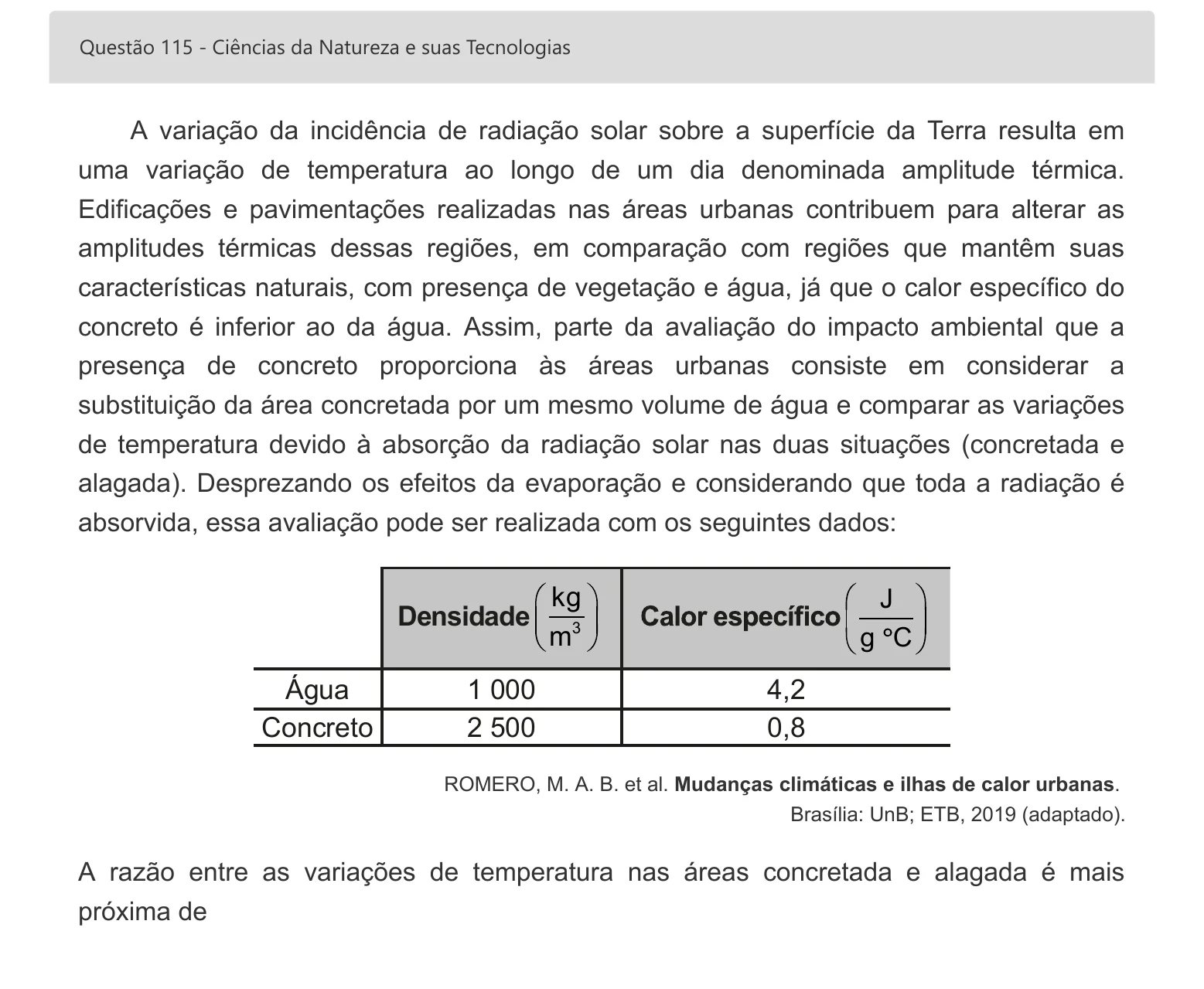 Enunciado visual completo da questão 115 do ENEM 2022 - 2º Dia – Caderno 7 – Azul – Aplicação digital, página 33.
