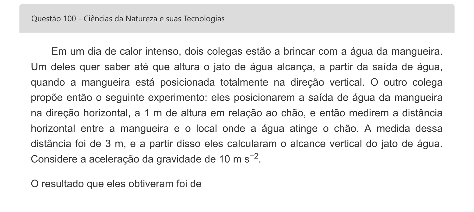 Enunciado visual completo da questão 100 do ENEM 2022 - 2º Dia – Caderno 7 – Azul – Aplicação digital, página 17.