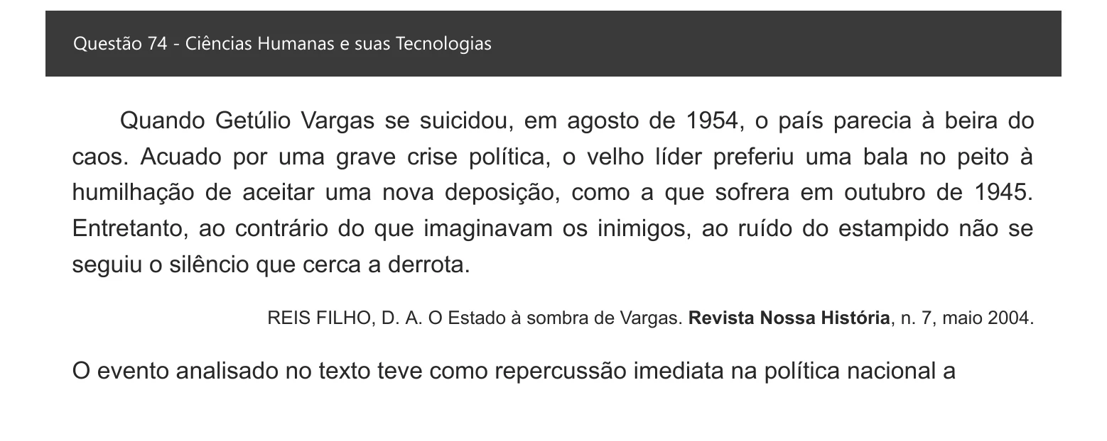 Enunciado visual completo da questão 74 do ENEM 2021 - 1º Dia – Caderno 2 – Amarelo – Inglês – Aplicação digital, página 82.