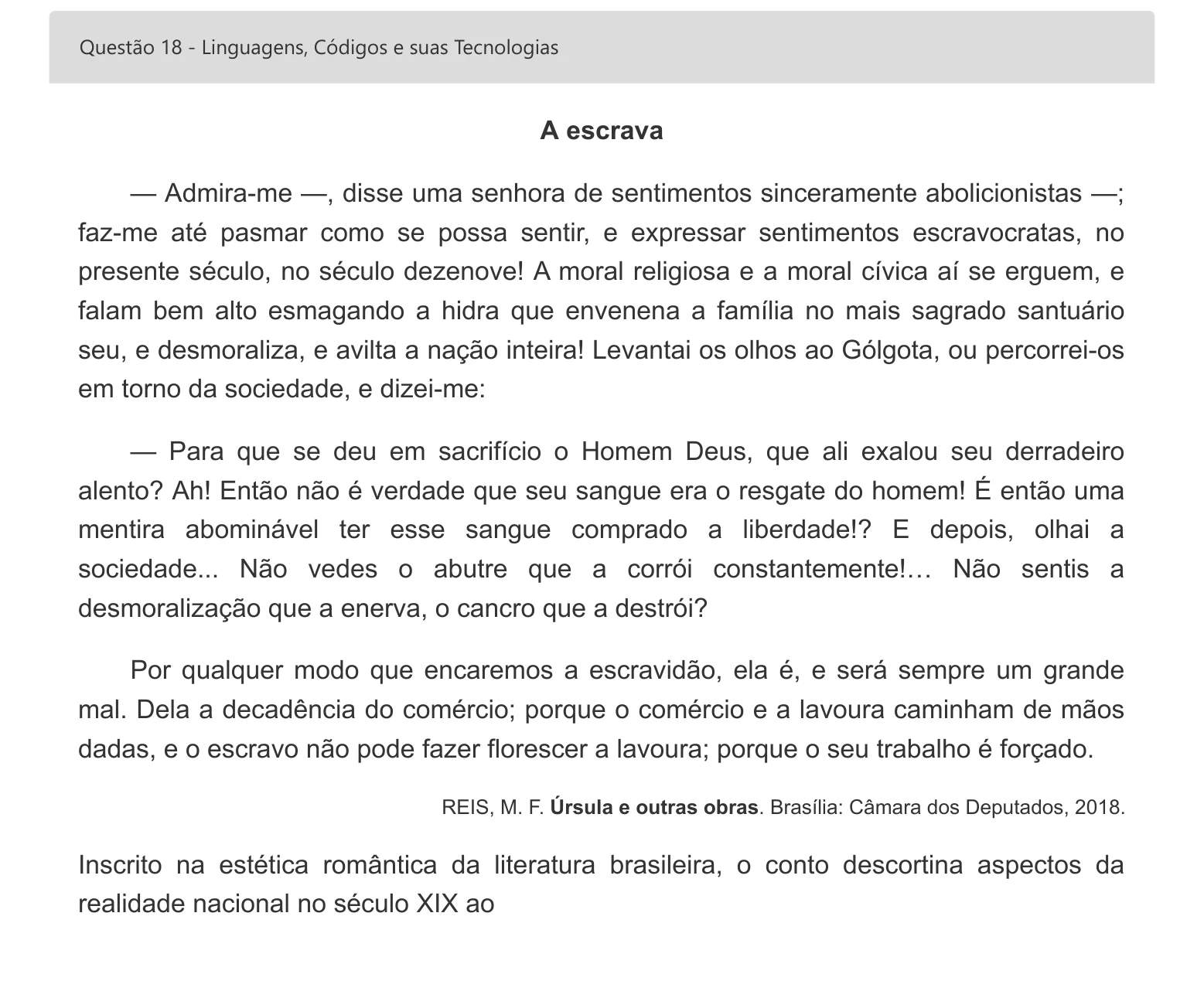 Enunciado visual completo da questão 18 do ENEM 2022 - 1º Dia – Caderno 4 – Rosa – Espanhol – Aplicação digital, página 26.
