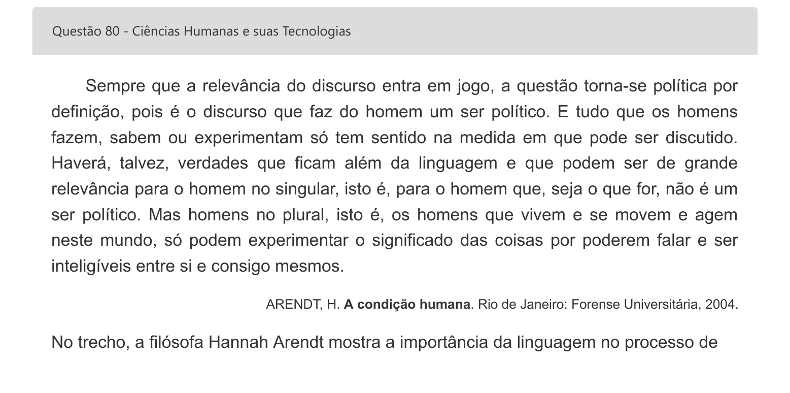 Enunciado visual completo da questão 80 do ENEM 2022 - 1º Dia – Caderno 2 – Amarelo – Inglês – Aplicação digital, página 93.