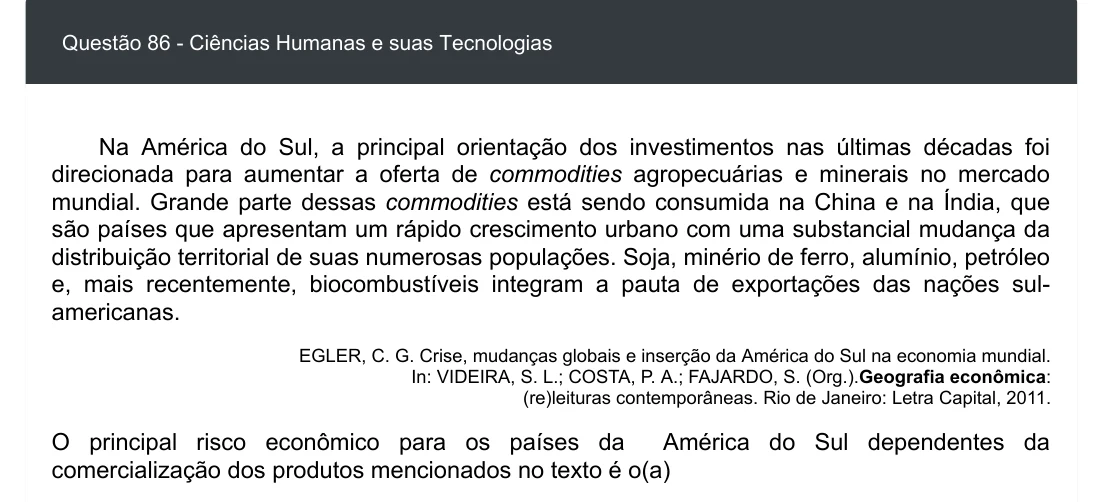 Enunciado visual completo da questão 86 do ENEM 2020 - 1º Dia - Caderno 3 – Branco – Inglês – Aplicação digital, página 94.
