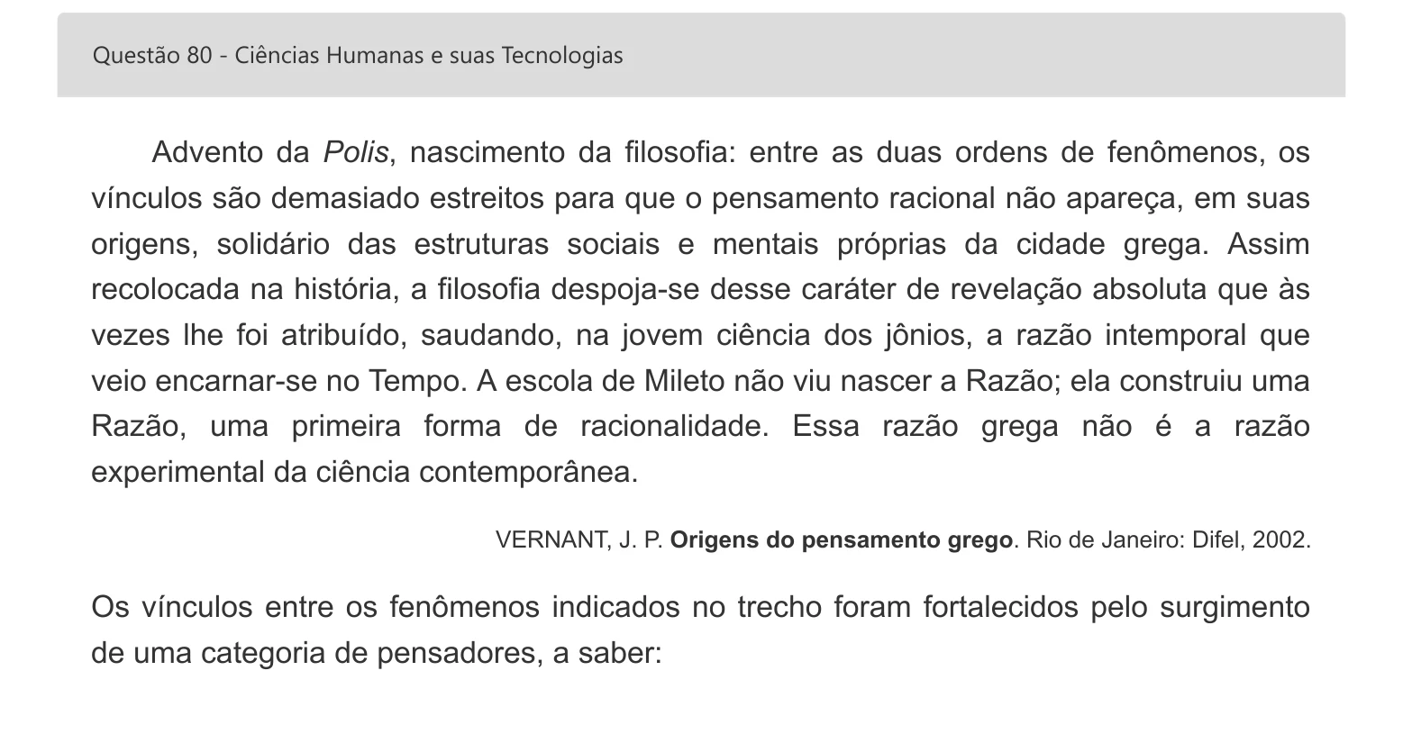 Enunciado visual completo da questão 80 do ENEM 2022 - 1º Dia – Caderno 1 – Azul – Espanhol – Aplicação digital, página 95.