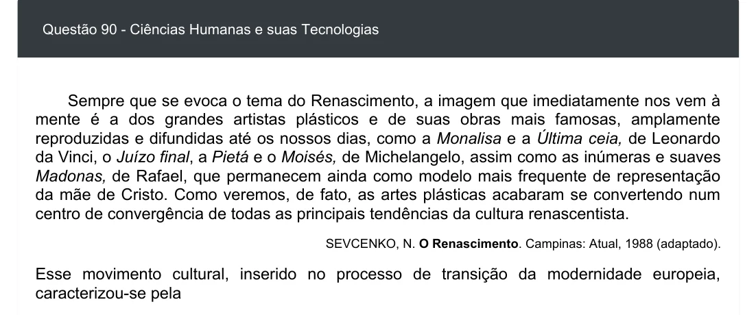 Enunciado visual completo da questão 90 do ENEM 2020 - 1º Dia - Caderno 3 – Branco – Inglês – Aplicação digital, página 98.