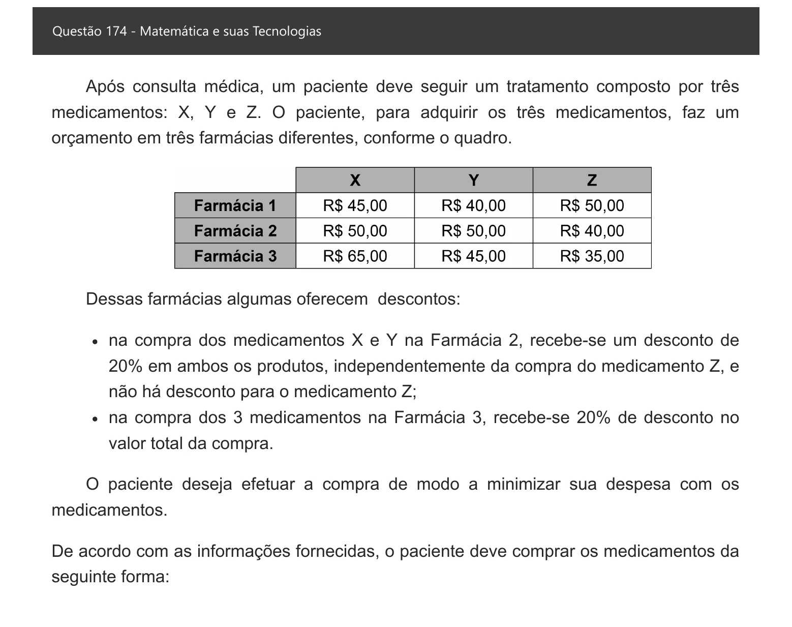 Enunciado visual completo da questão 174 do ENEM 2021 - 2º Dia – Caderno 7 – Azul – Aplicação digital, página 95.