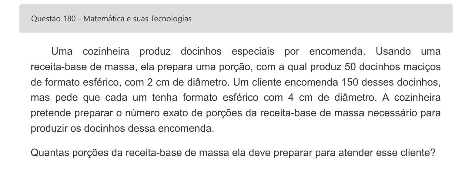 Enunciado visual completo da questão 180 do ENEM 2022 - 2º Dia – Caderno 8 – Rosa – Aplicação digital, página 100.