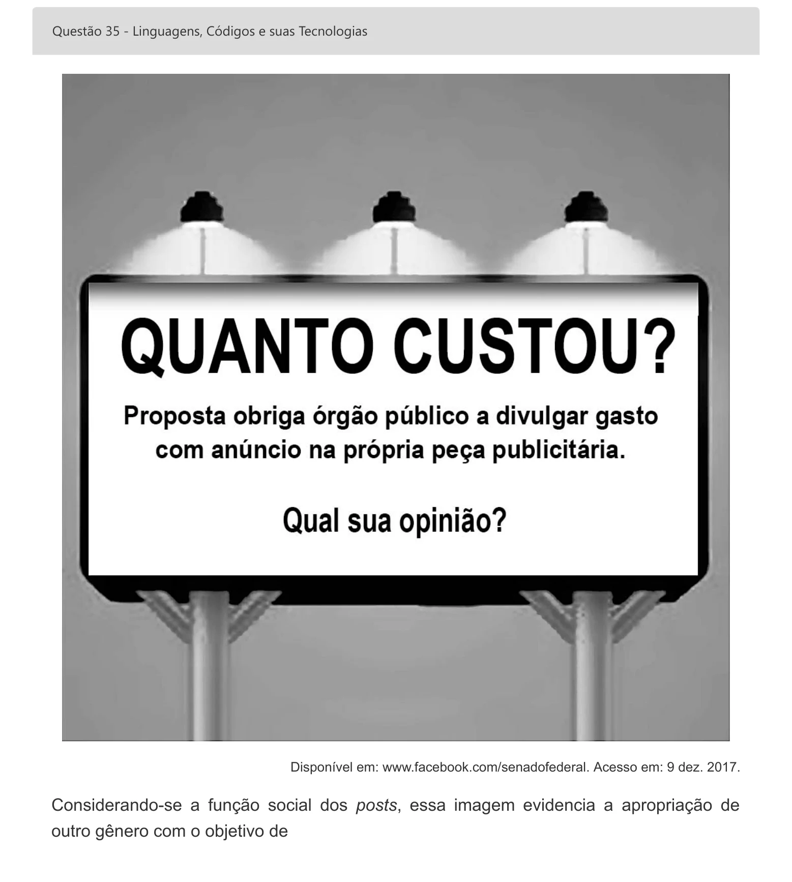 Enunciado visual completo da questão 35 do ENEM 2022 - 1º Dia – Caderno 2 – Amarelo – Inglês – Aplicação digital, página 45.
