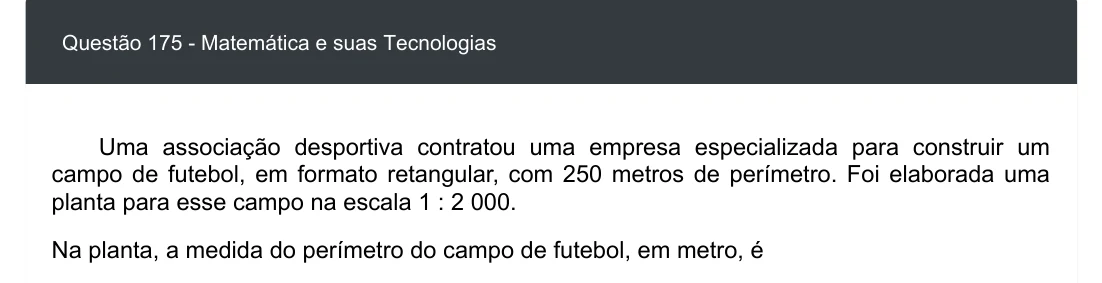 Enunciado visual completo da questão 175 do ENEM 2020 - 2º Dia - Caderno 5 – Amarelo – Aplicação digital, página 91.