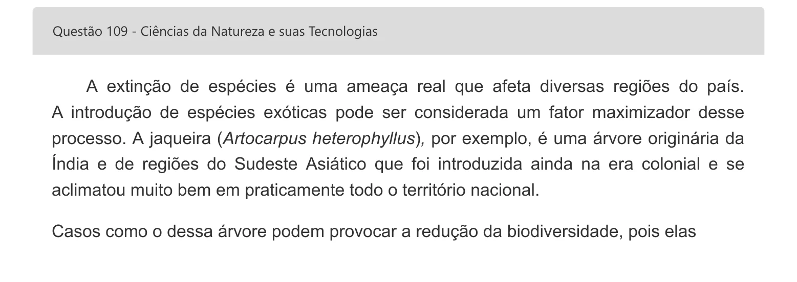 Enunciado visual completo da questão 109 do ENEM 2022 - 2º Dia – Caderno 8 – Rosa – Aplicação digital, página 26.