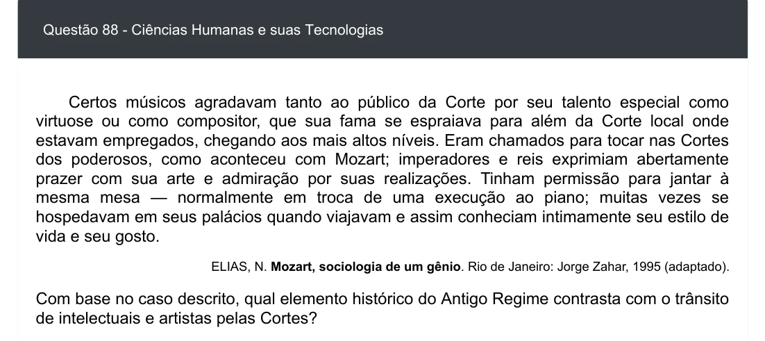 Enunciado visual completo da questão 88 do ENEM 2020 - 1º Dia - Caderno 3 – Branco – Inglês – Aplicação digital, página 96.