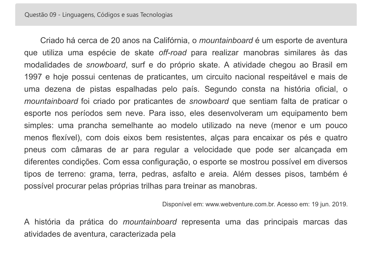 Enunciado visual completo da questão 9 do ENEM 2022 - 1º Dia – Caderno 3 – Branco – Inglês – Aplicação digital, página 16.
