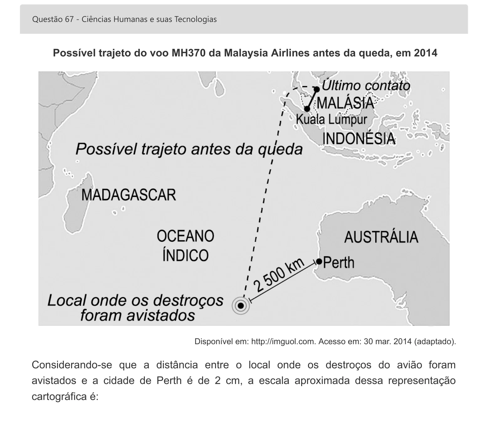 Enunciado visual completo da questão 67 do ENEM 2022 - 1º Dia – Caderno 2 – Amarelo – Espanhol – Aplicação digital, página 81.