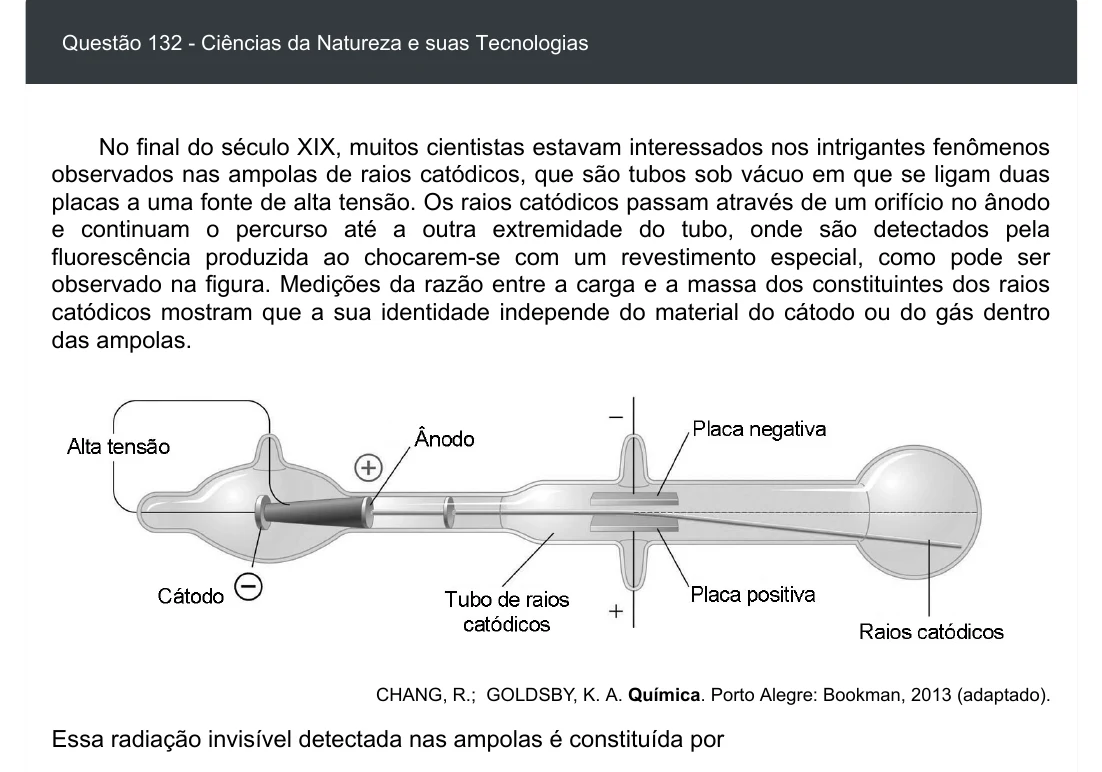 Enunciado visual completo da questão 132 do ENEM 2020 - 2º Dia - Caderno 5 – Amarelo – Aplicação digital, página 47.