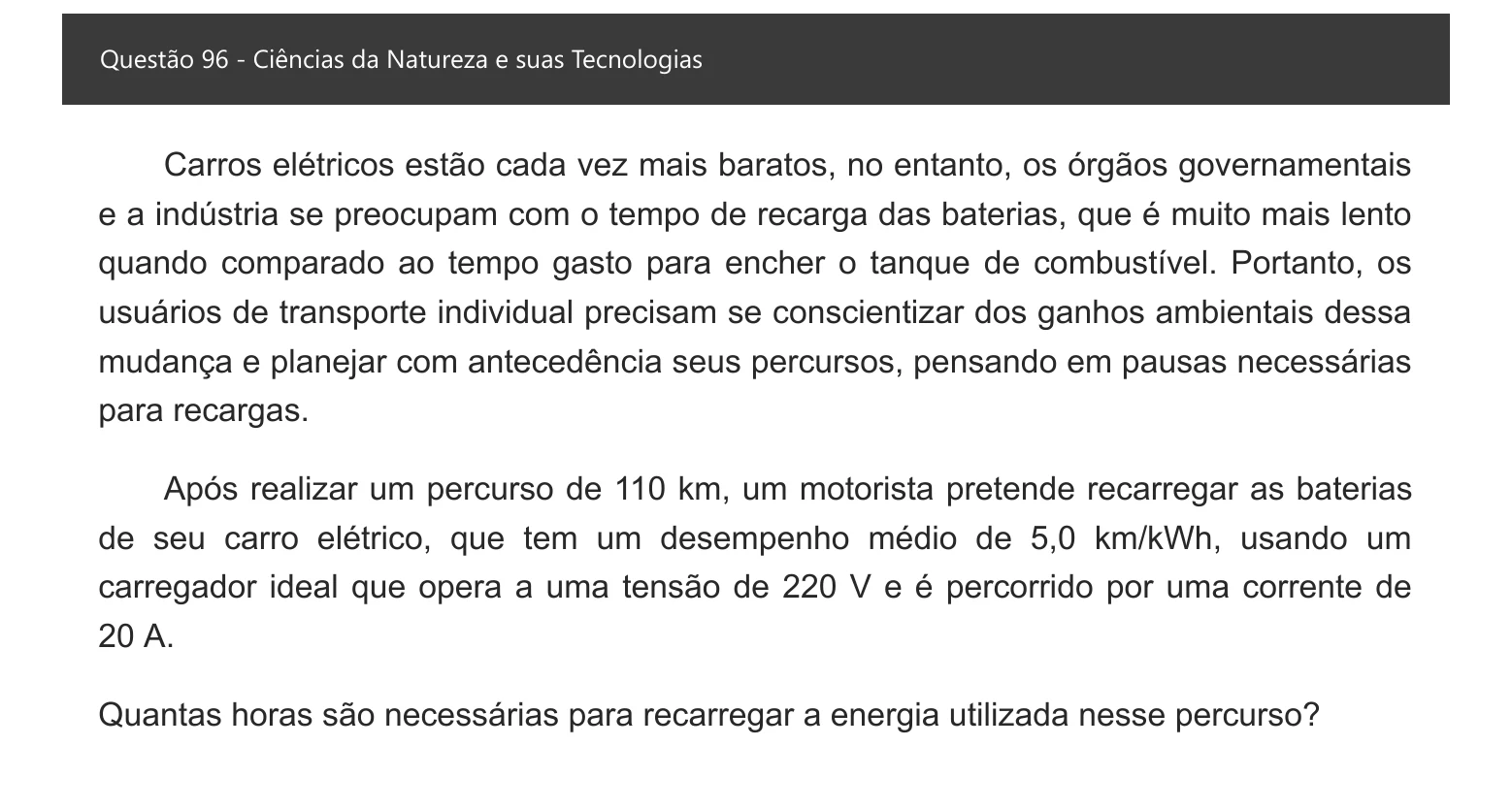 Enunciado visual completo da questão 96 do ENEM 2021 - 2º Dia – Caderno 5 – Amarelo – Aplicação digital, página 11.