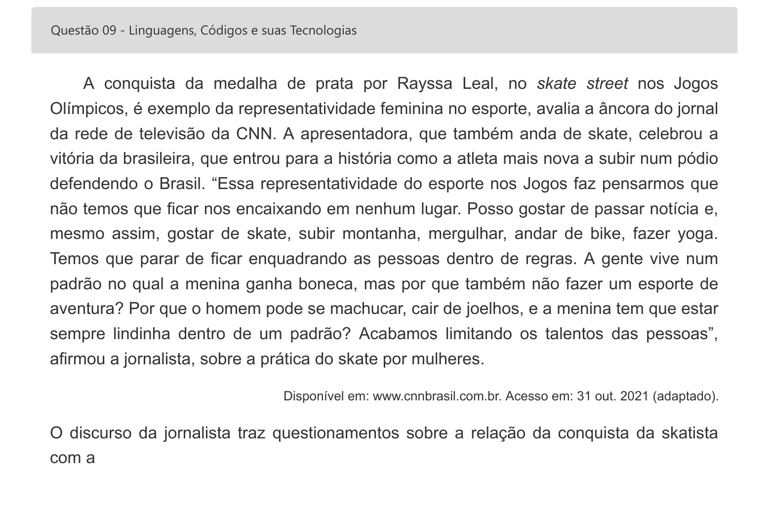 Enunciado visual completo da questão 9 do ENEM 2022 - 1º Dia – Caderno 2 – Amarelo – Inglês – Aplicação digital, página 16.
