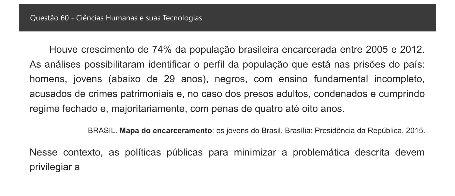 Enunciado visual completo da questão 60 do ENEM 2021 - 1º Dia – Caderno 4 – Rosa – Espanhol – Aplicação digital, página 68.