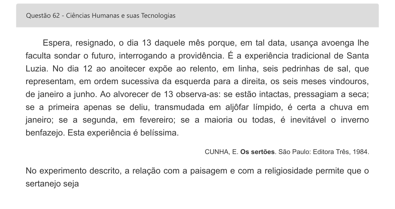 Enunciado visual completo da questão 62 do ENEM 2022 - 1º Dia – Caderno 4 – Rosa – Inglês – Aplicação digital, página 75.