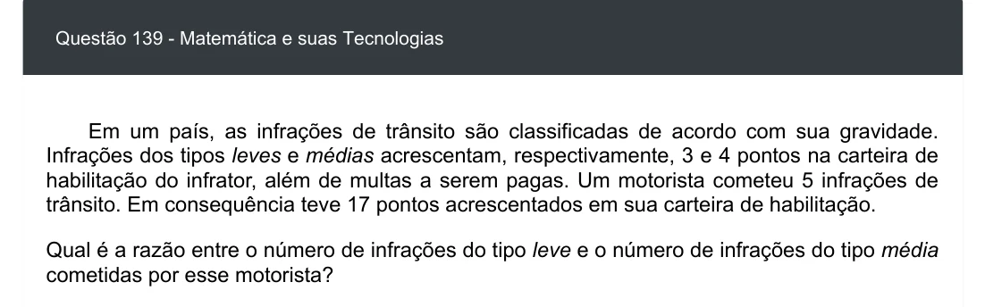 Enunciado visual completo da questão 139 do ENEM 2020 - 2º Dia - Caderno 5 – Amarelo – Aplicação digital, página 54.