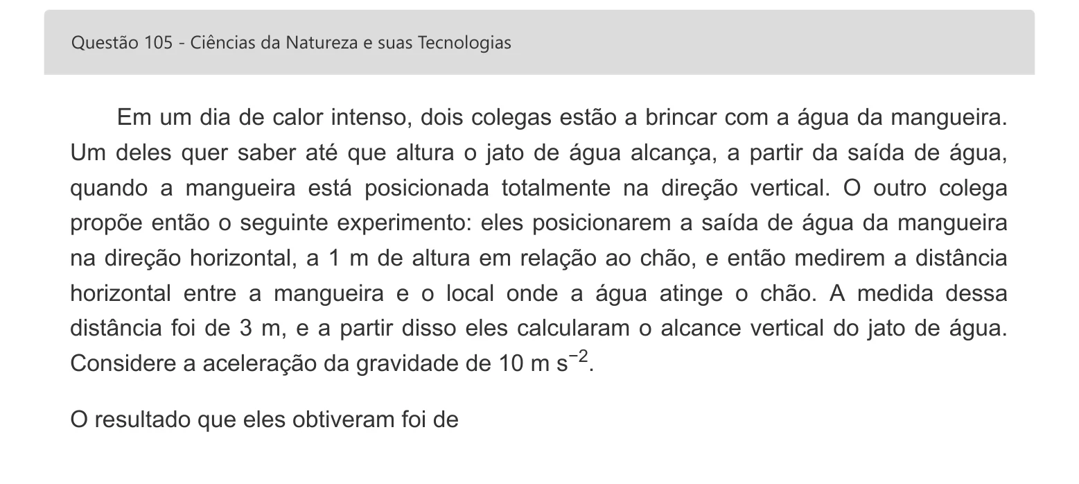 Enunciado visual completo da questão 105 do ENEM 2022 - 2º Dia – Caderno 5 – Amarelo – Aplicação digital, página 21.