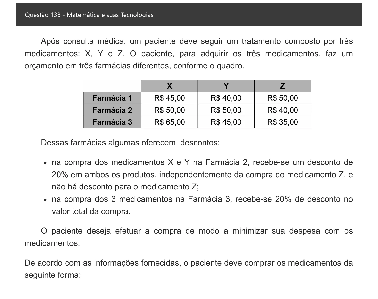 Enunciado visual completo da questão 138 do ENEM 2021 - 2º Dia – Caderno 8 – Rosa – Aplicação digital, página 56.