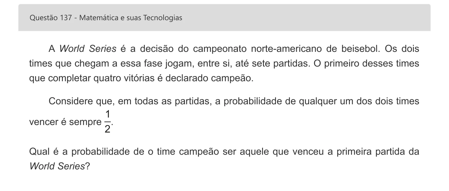 Enunciado visual completo da questão 137 do ENEM 2022 - 2º Dia – Caderno 7 – Azul – Aplicação digital, página 55.