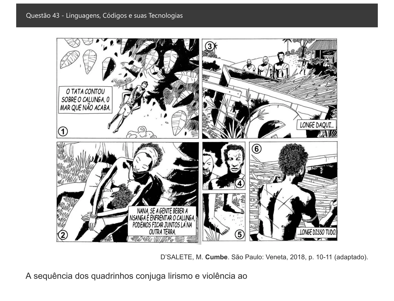 Enunciado visual completo da questão 43 do ENEM 2021 - 1º Dia – Caderno 1 – Azul – Espanhol – Aplicação digital, página 48.