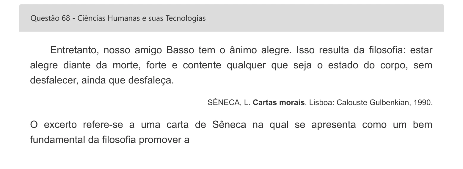 Enunciado visual completo da questão 68 do ENEM 2022 - 1º Dia – Caderno 4 – Rosa – Inglês – Aplicação digital, página 82.
