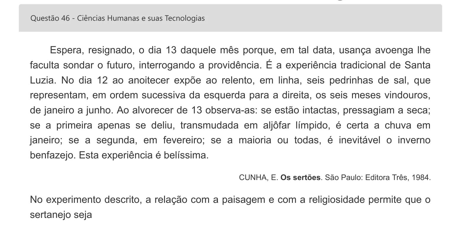 Enunciado visual completo da questão 46 do ENEM 2022 - 1º Dia – Caderno 1 – Azul – Espanhol – Aplicação digital, página 60.