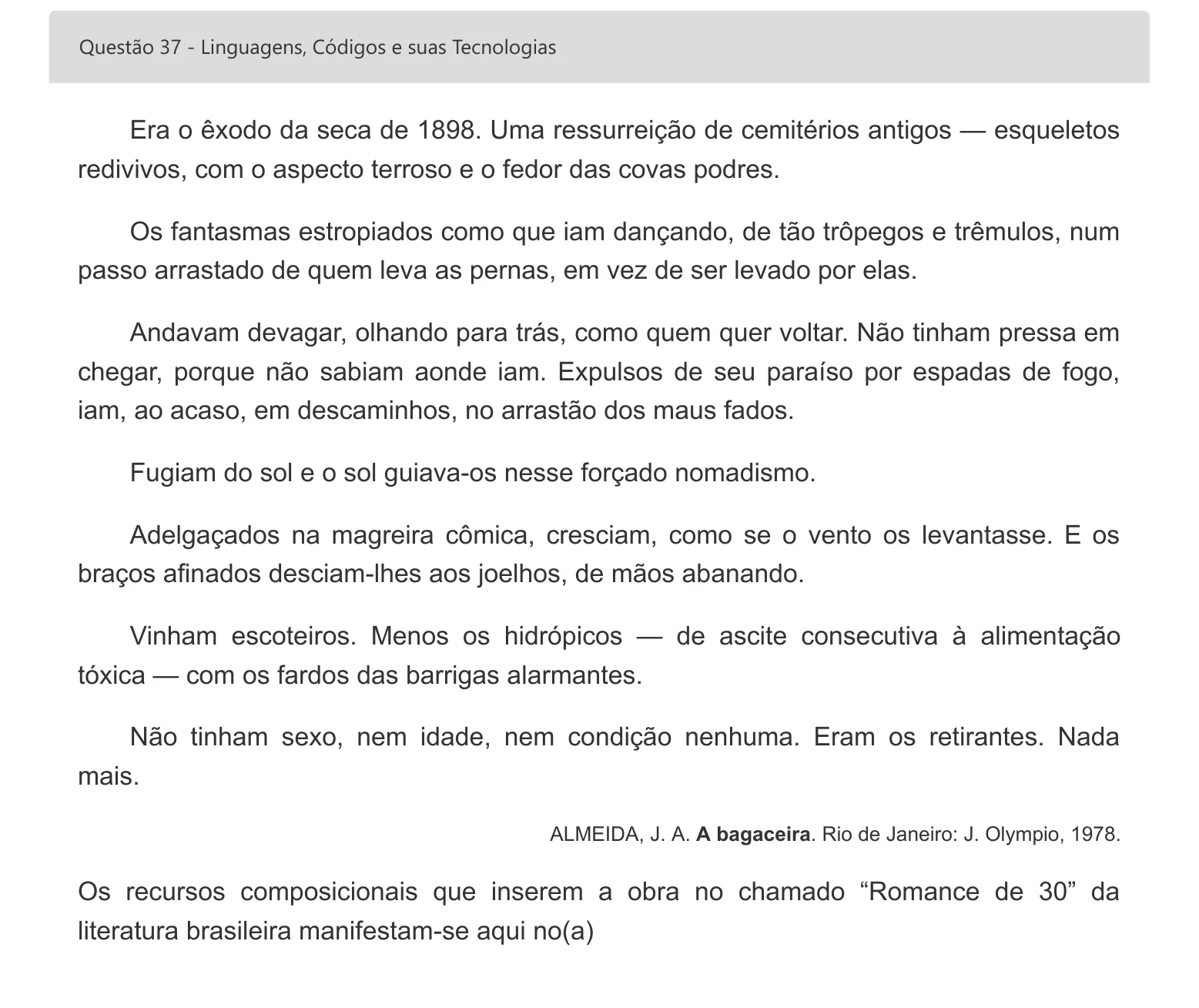 Enunciado visual completo da questão 37 do ENEM 2022 - 1º Dia – Caderno 3 – Branco – Inglês – Aplicação digital, página 47.