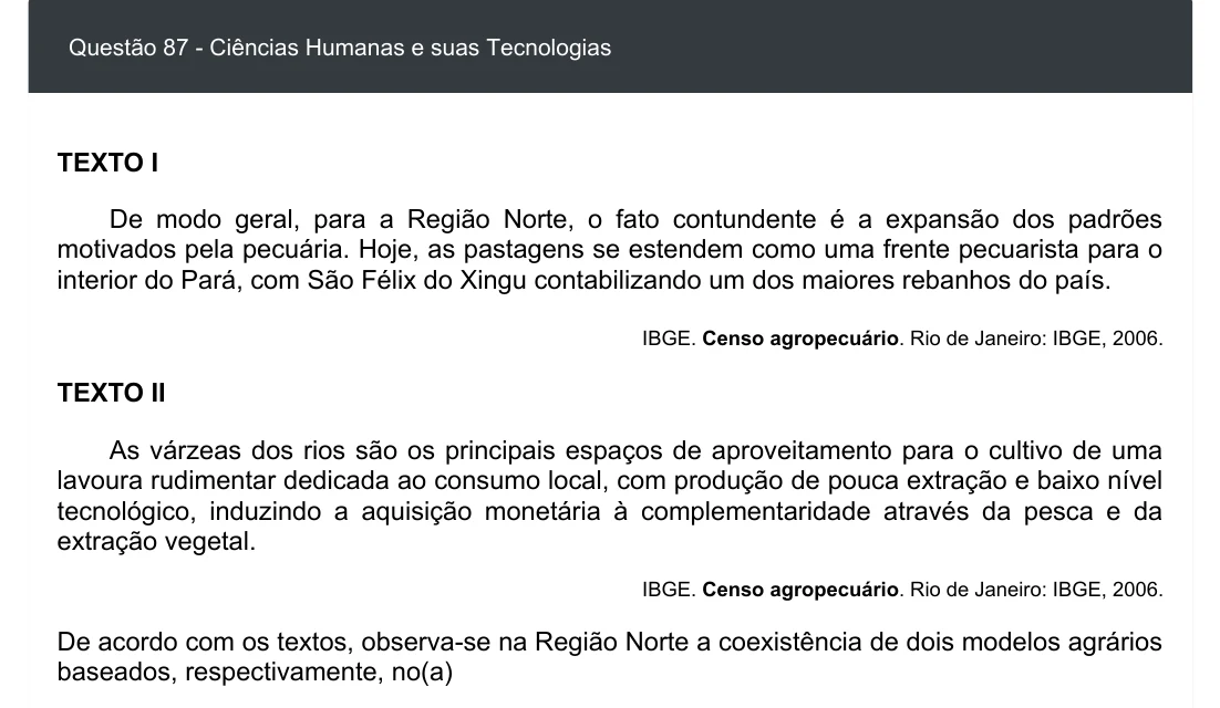 Enunciado visual completo da questão 87 do ENEM 2020 - 1º Dia - Caderno 3 – Branco – Inglês – Aplicação digital, página 95.