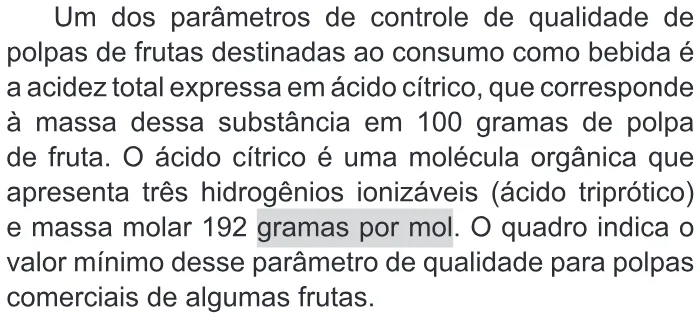 Trecho original com figura, tabela ou fórmula da questão 95 do ENEM 2019 - 2º Dia – Caderno 11 – Laranja (Braile e Ledor) – Aplicação Regular.