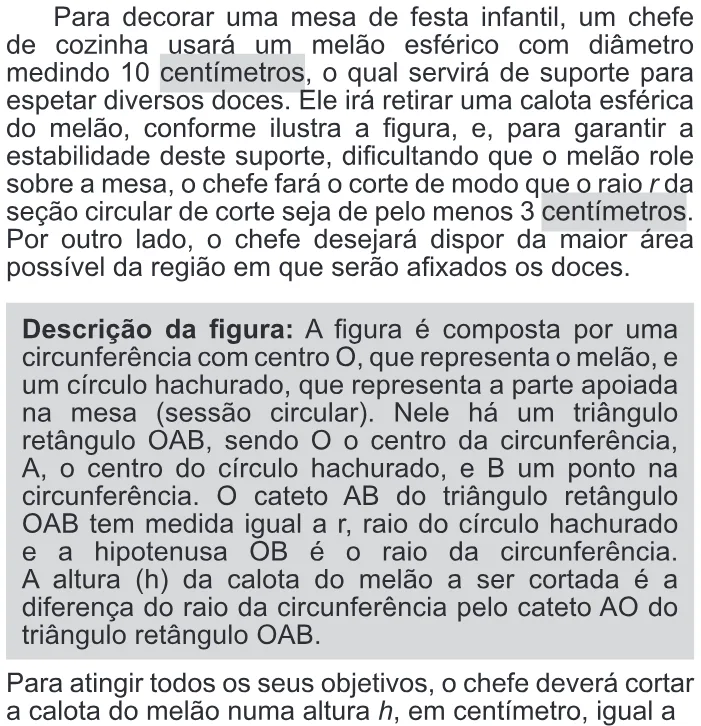 Trecho original com figura, tabela ou fórmula da questão 180 do ENEM 2017 - 2º Dia - Caderno 11 – Laranja (Braile e ledor) – Aplicação regular.