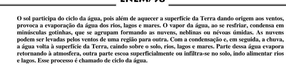 Alternativa E da questão 5 do ENEM 1998 - Caderno Amarelo.
