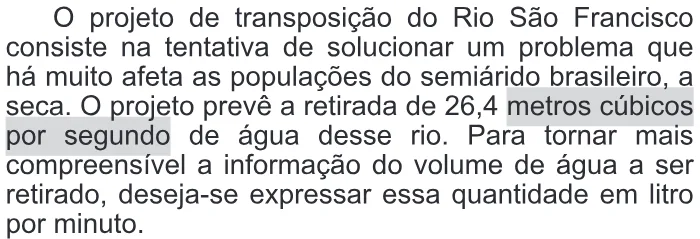 Trecho original com figura, tabela ou fórmula da questão 164 do ENEM 2019 - 2º Dia – Caderno 11 – Laranja – Reaplicação/PPL.